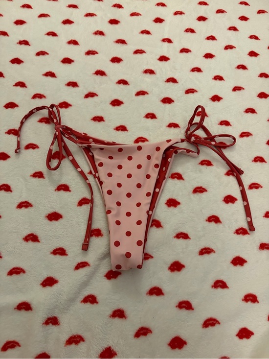 SHEIN Other - SHEIN Pink Red Polka Dot Tie-Side Bikini Bottom